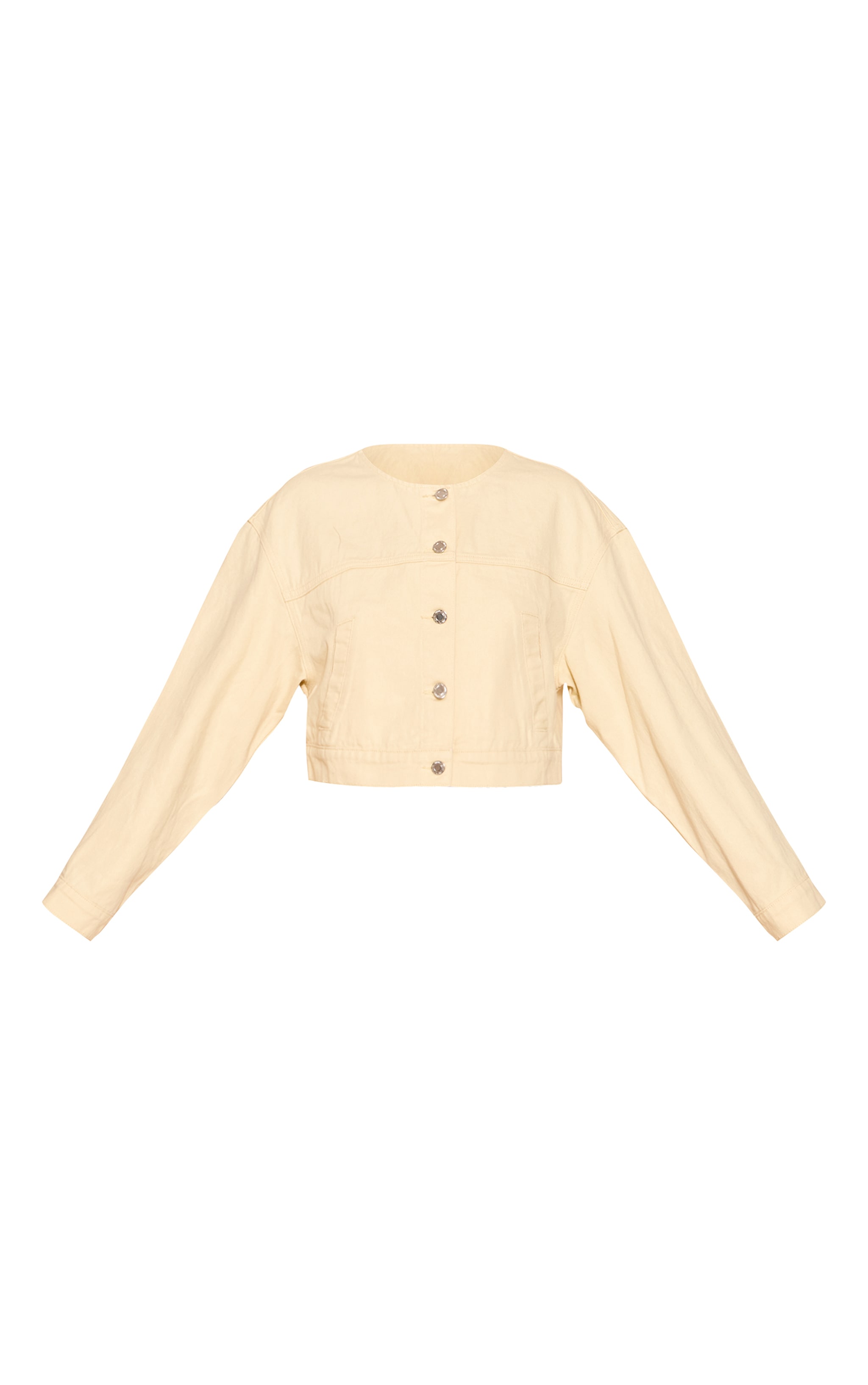 Veste courte en jean crème au beurre sans revers image 5