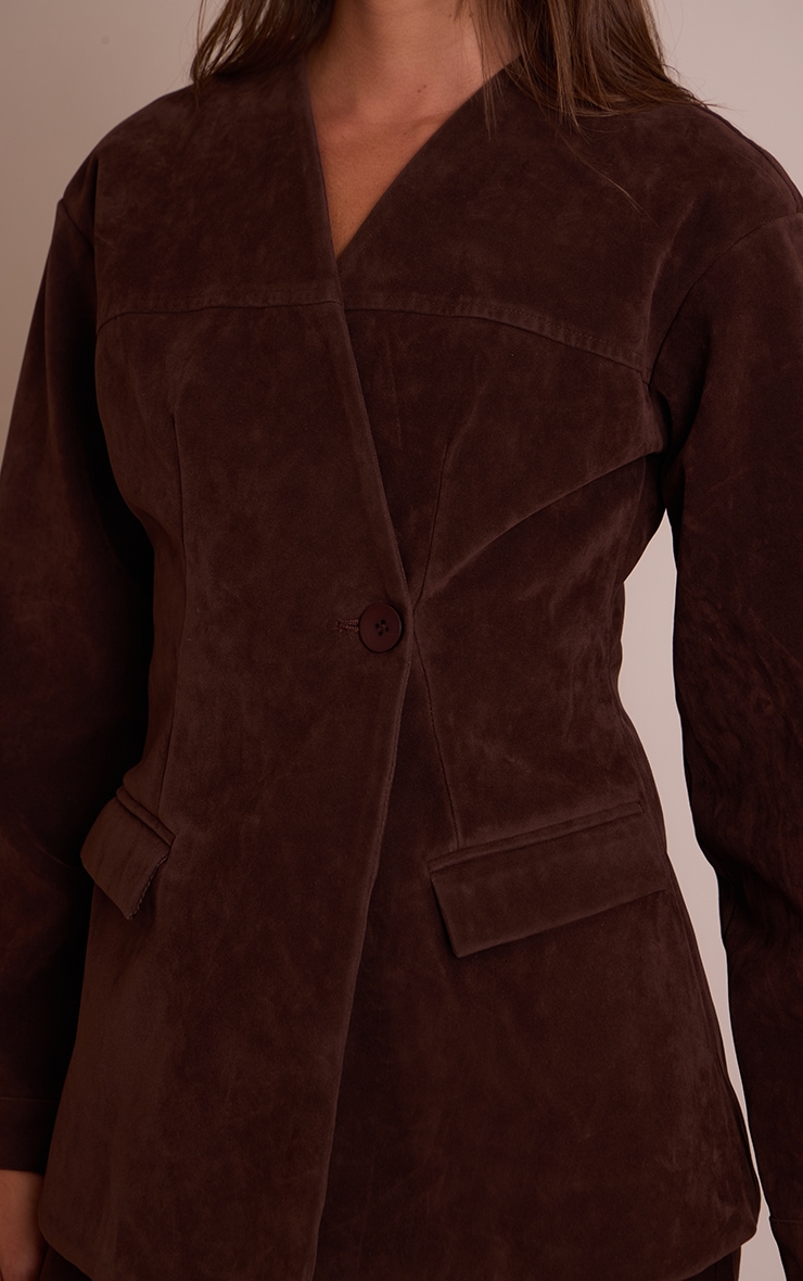 Blazer asymétrique en suédine chocolat image 4