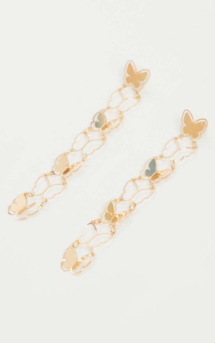 Gold Drop Butterfly Earrings