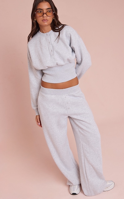Ash Grey High Waist Straight Leg Track Pants