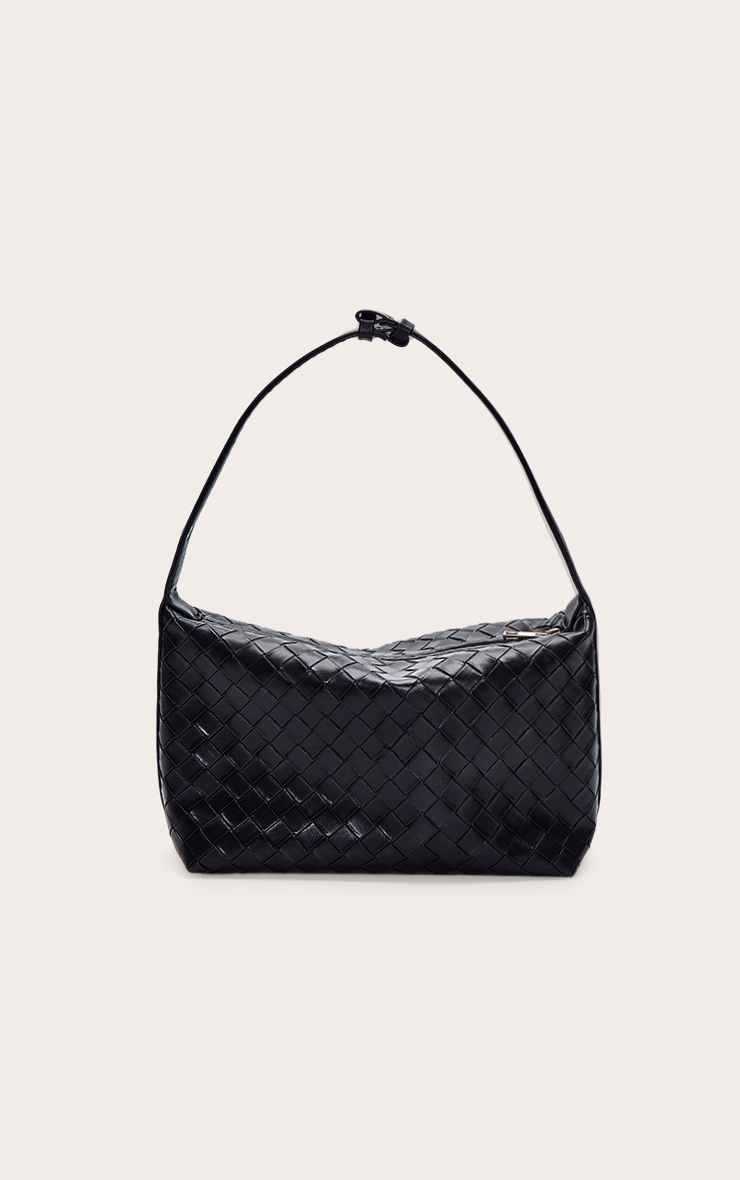 Black Weave Adjustable Handle Handbag image 5
