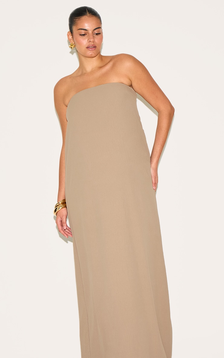 Plus Mushroom Floaty Woven Bandeau Maxi Dress image 4
