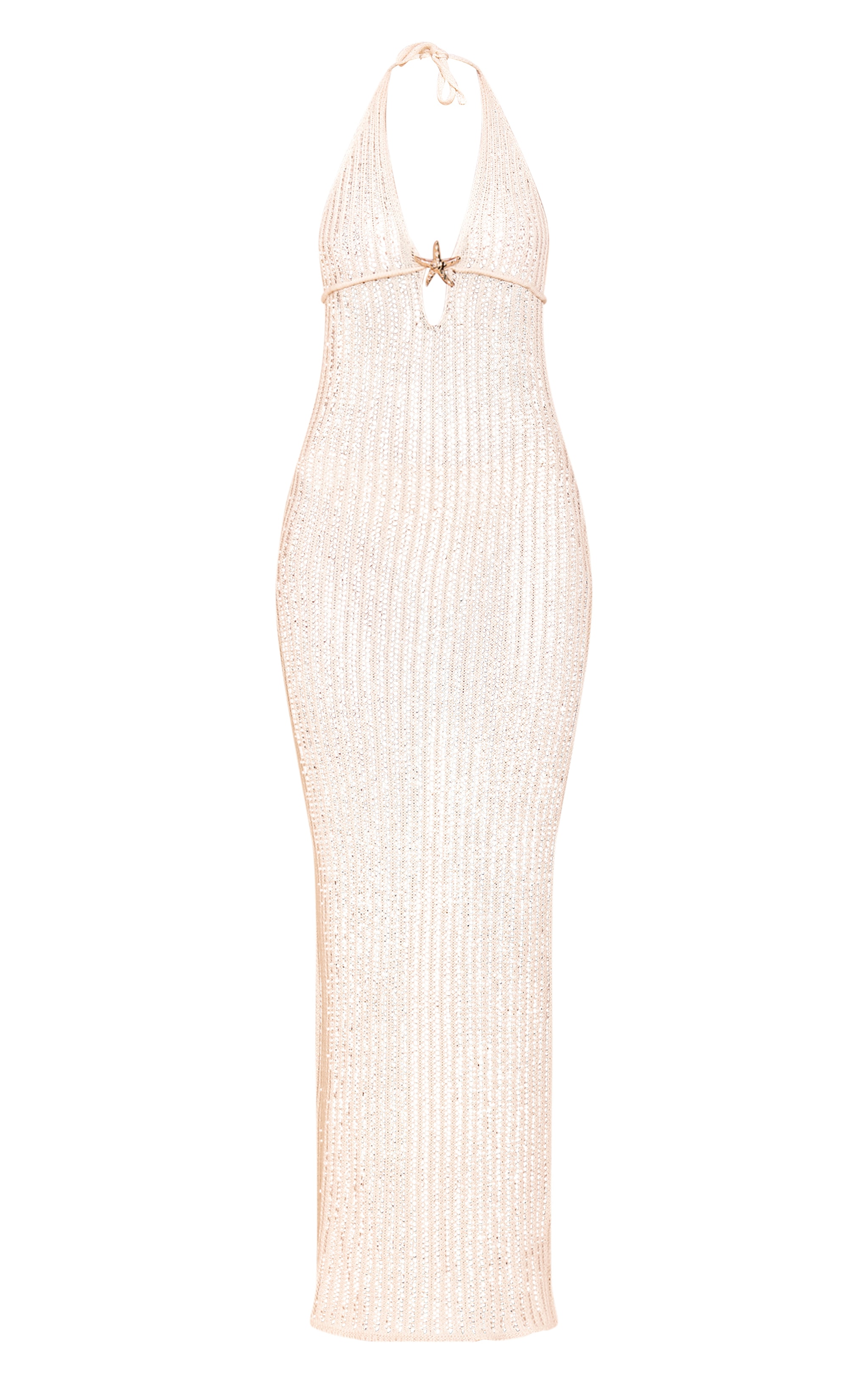 Stone Crochet Trim Detail Halter Maxi Dress image 5