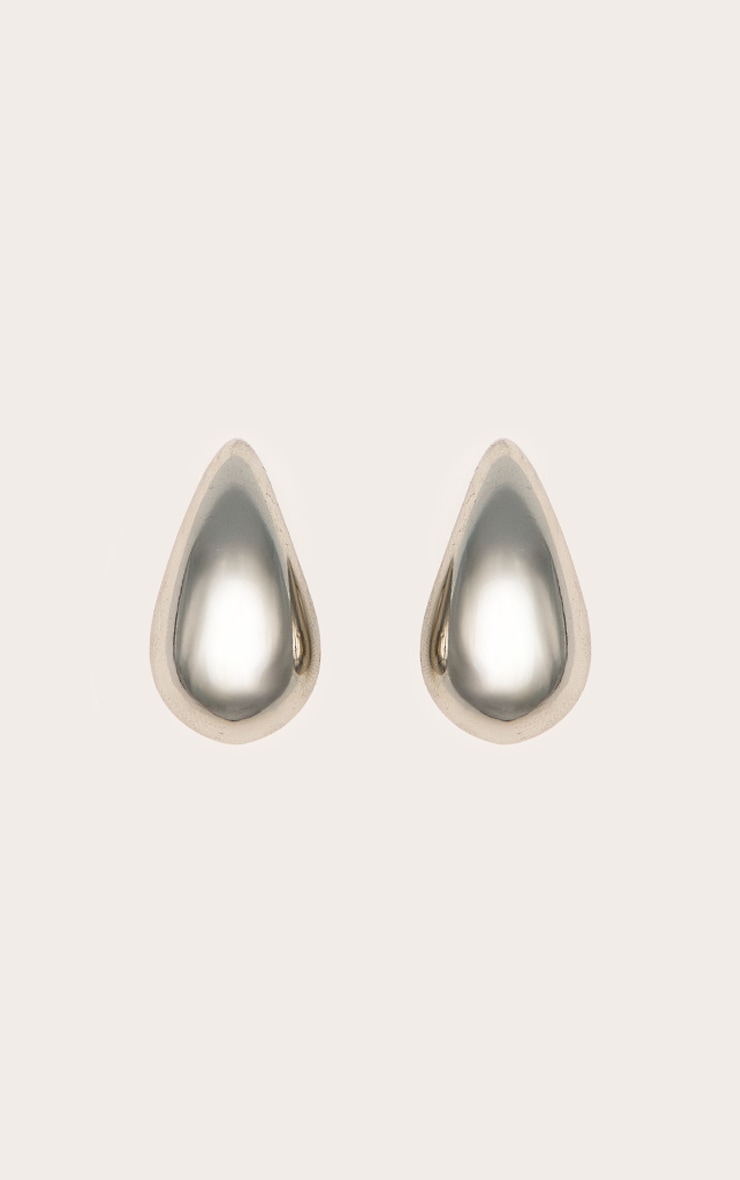 Silver Tear Drop Mini Statement Earrings image 2