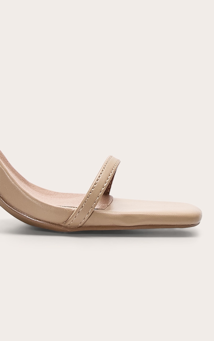 Nude Square Toe High Block Heeled Sandals image 5