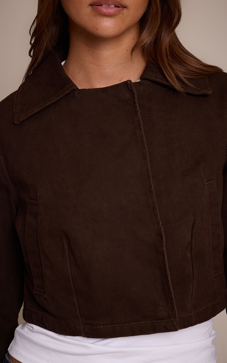 Chocolate Cropped Denim Jacket image 4