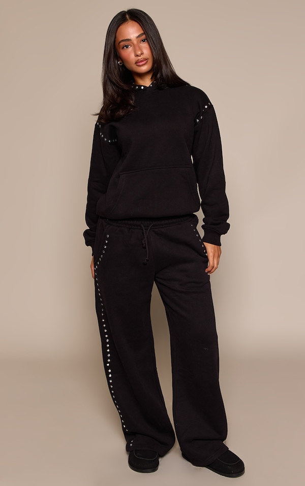 Petite Black Stud Detail Joggers