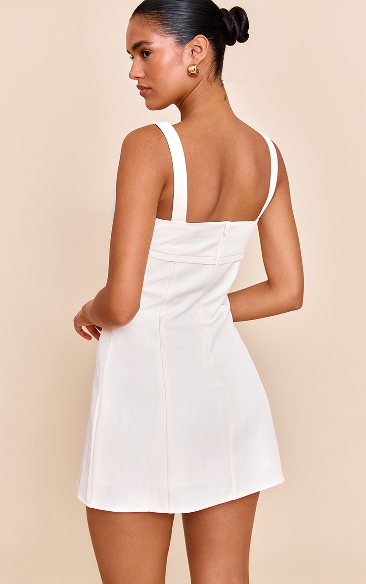 White Tailored Woven Bust Seam Sleeveless Shift Dress image 2