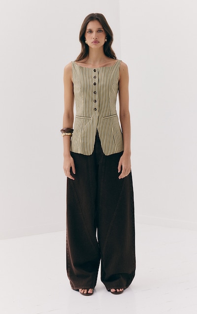 Chocolate Brown Seam Detail Wide Leg Jean