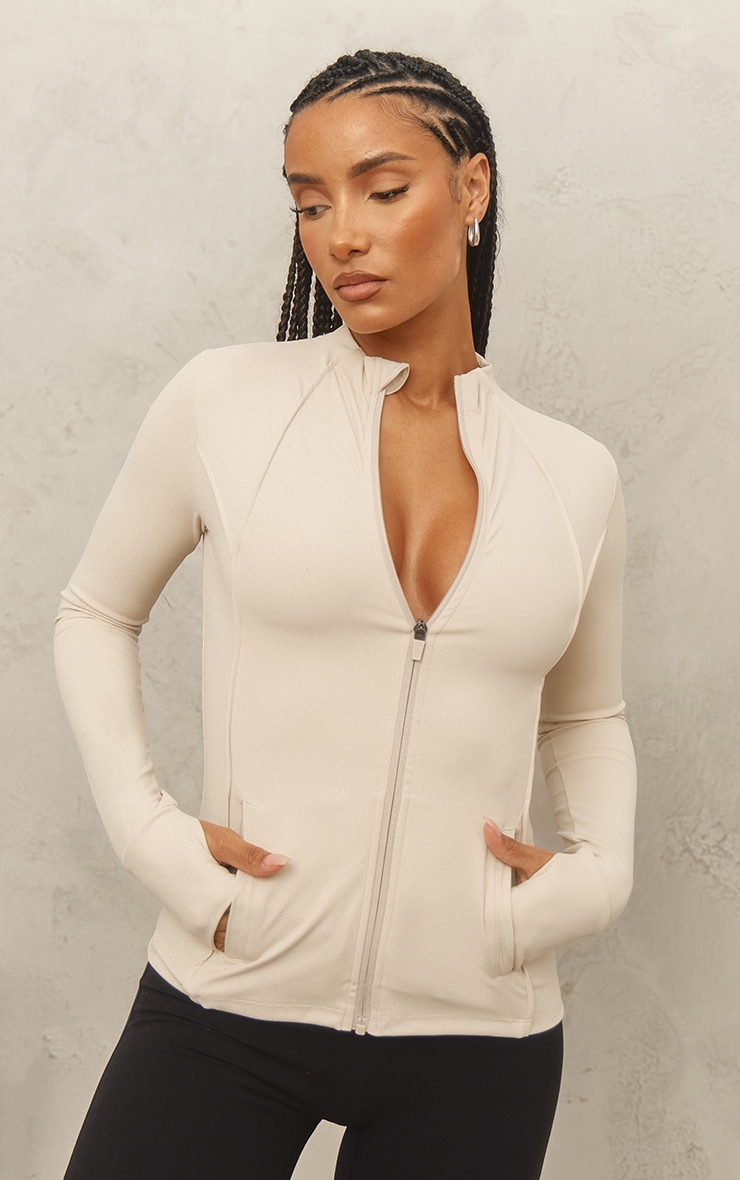 Sand Sculpt Seam Detail Gym Jacket | Activewear | PrettyLittleThing CA