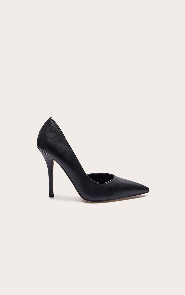 Escarpins en PU noir à talon haut et découpe incurvée image 1