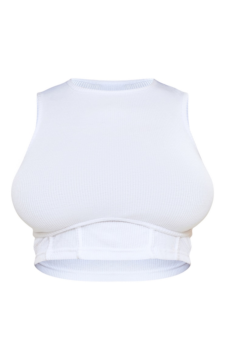 Shape White Thick Rib Underbust Binded Crop Top image 5
