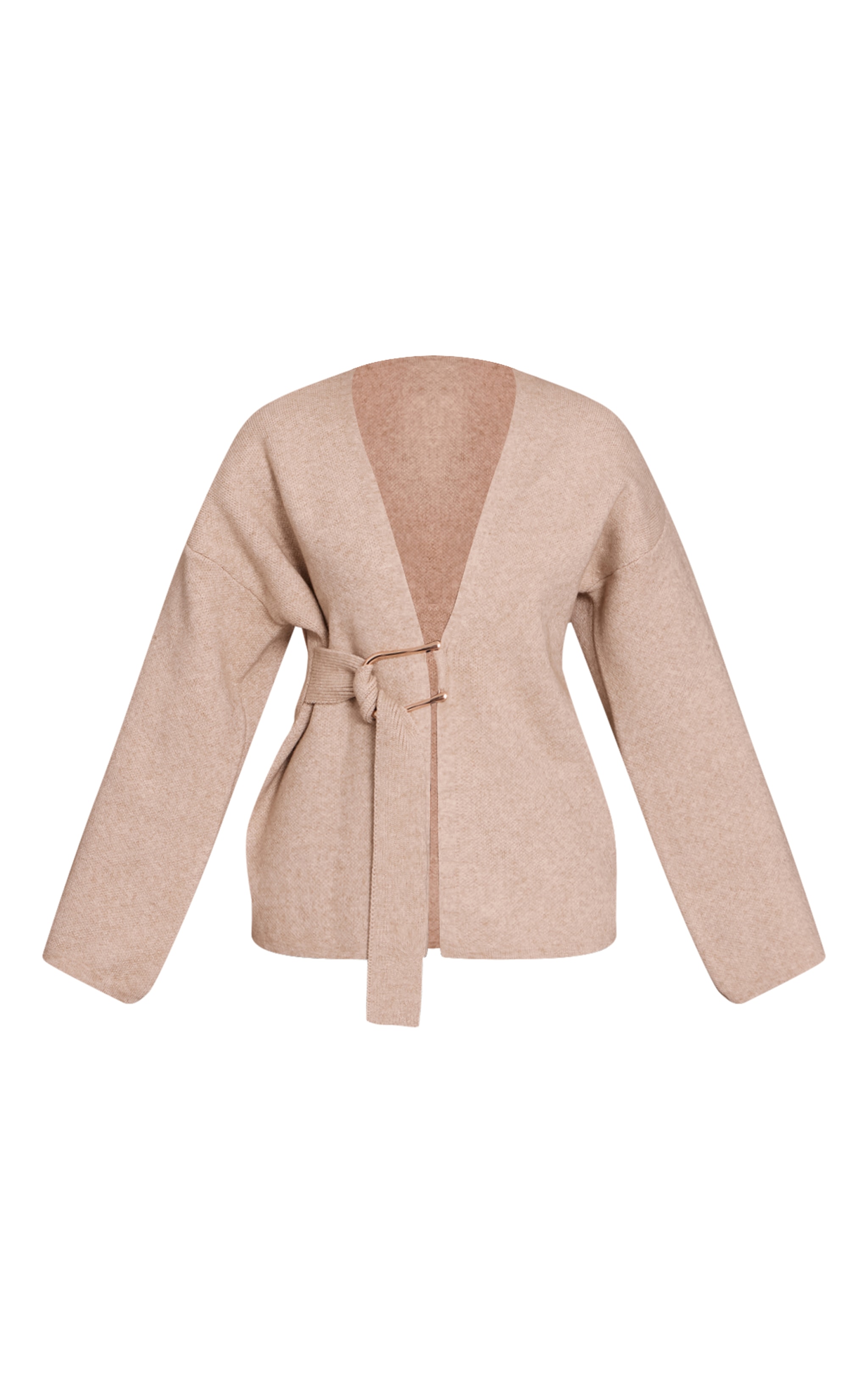 Oatmeal Trim Detail Wrap Style Cardigan  image 5