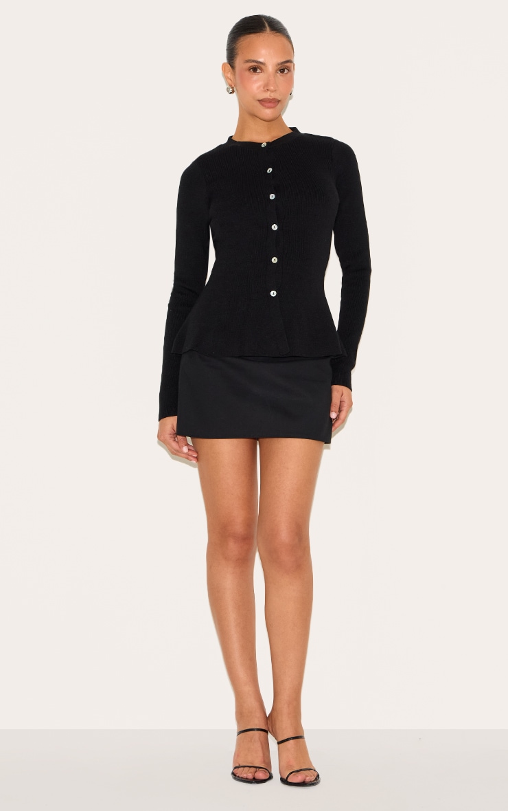 Cardigan Court en Maille Tricot Compacte Noire image 3