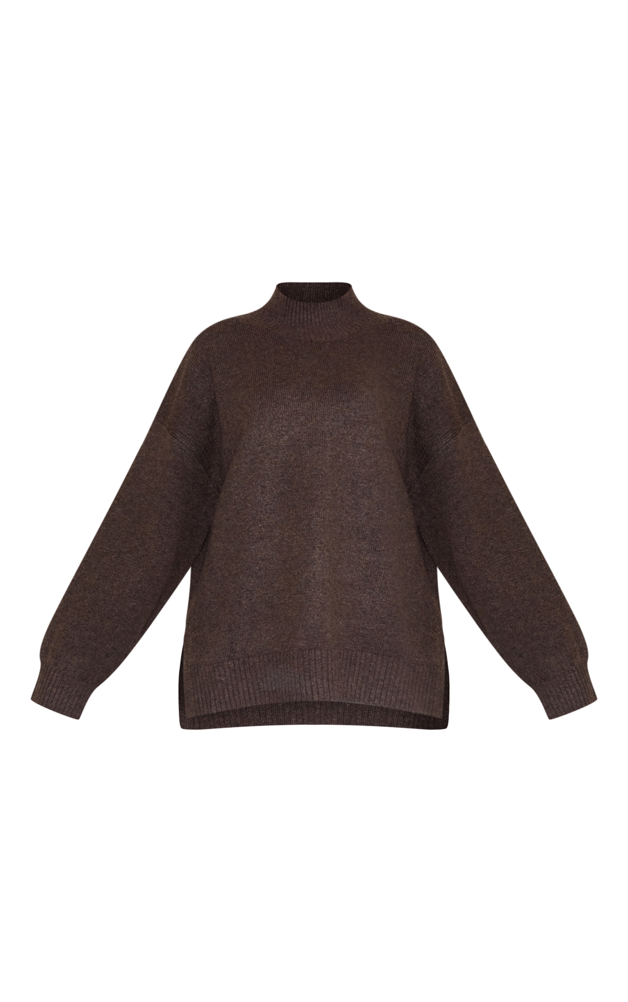 Plus Chocolate Knit Oversized Polo Neck Sweater image 5
