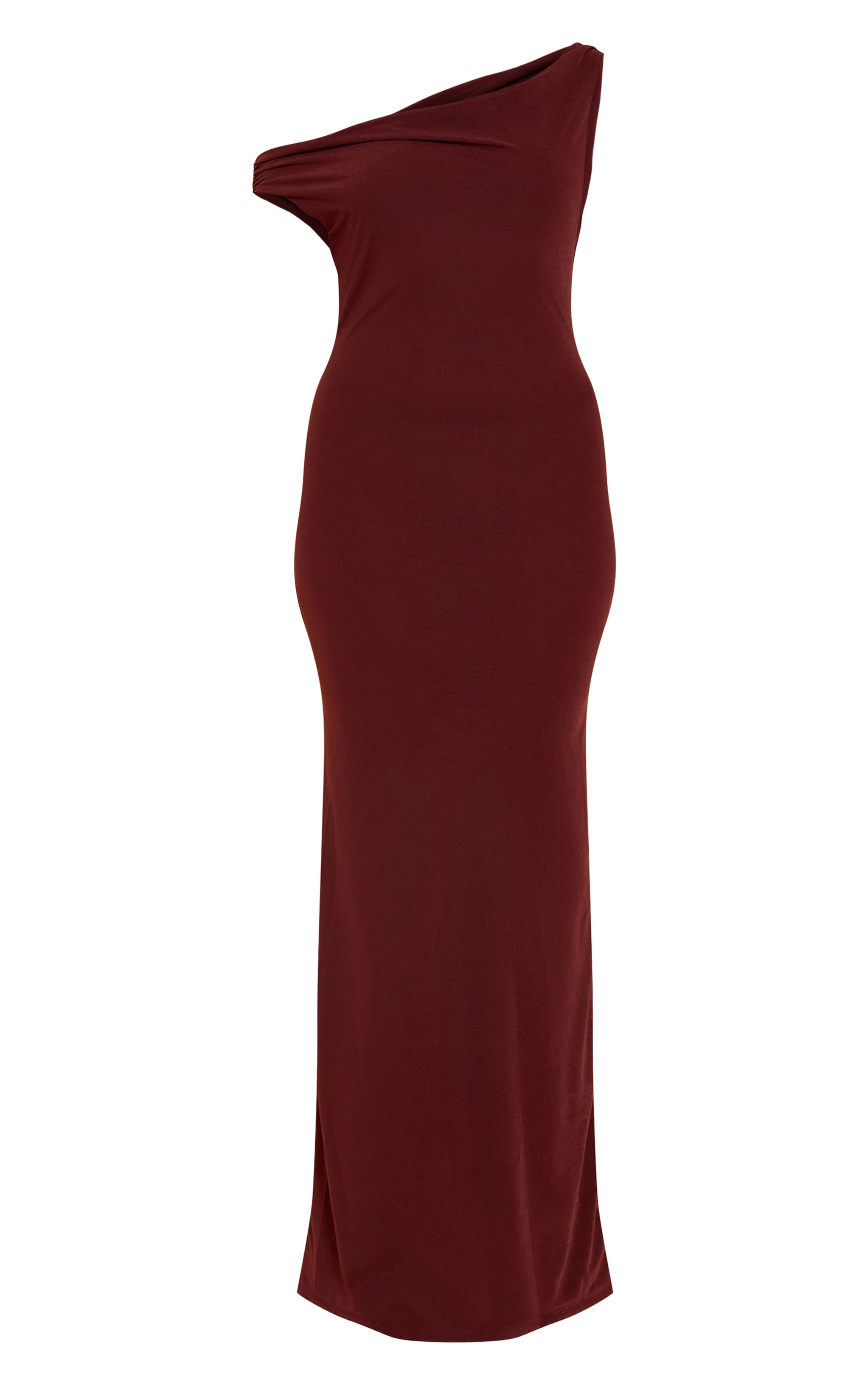Chocolate Double Layered Chiffon Asymmetric Maxi Dress image 5