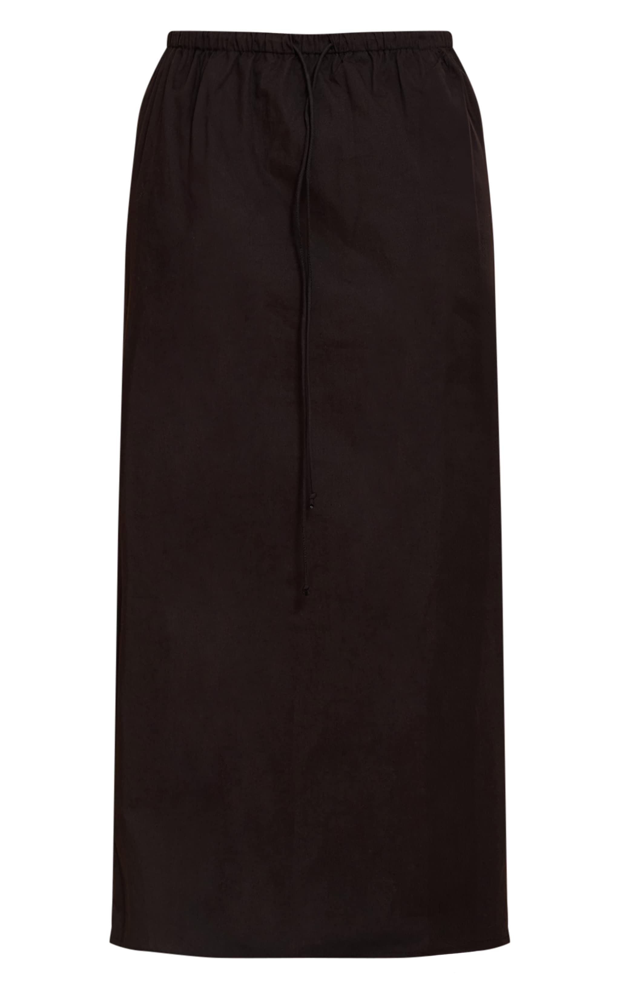 Petite Black Cotton Drawstring Tie Maxi Skirt image 5