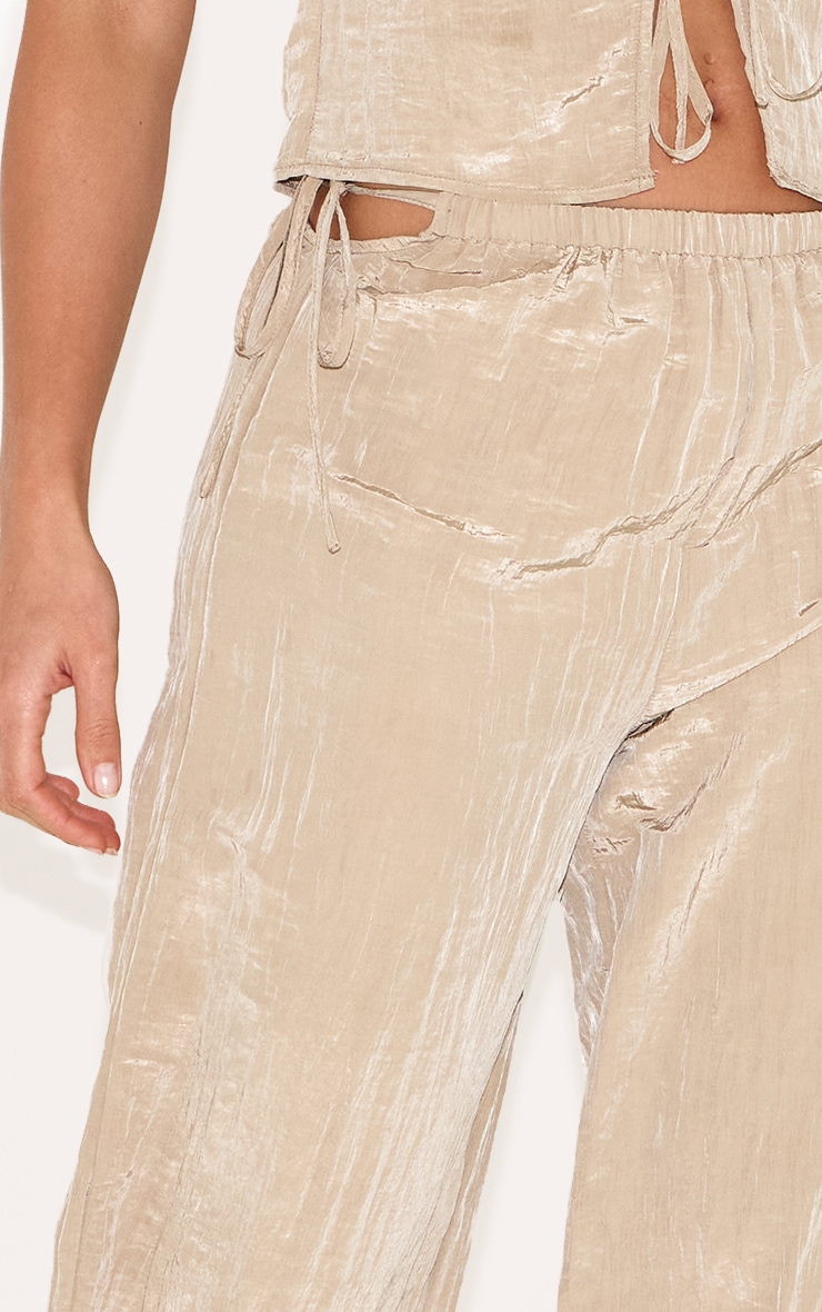 Tall Clay Textured Tie Side Detail Wide Leg Pants image 4