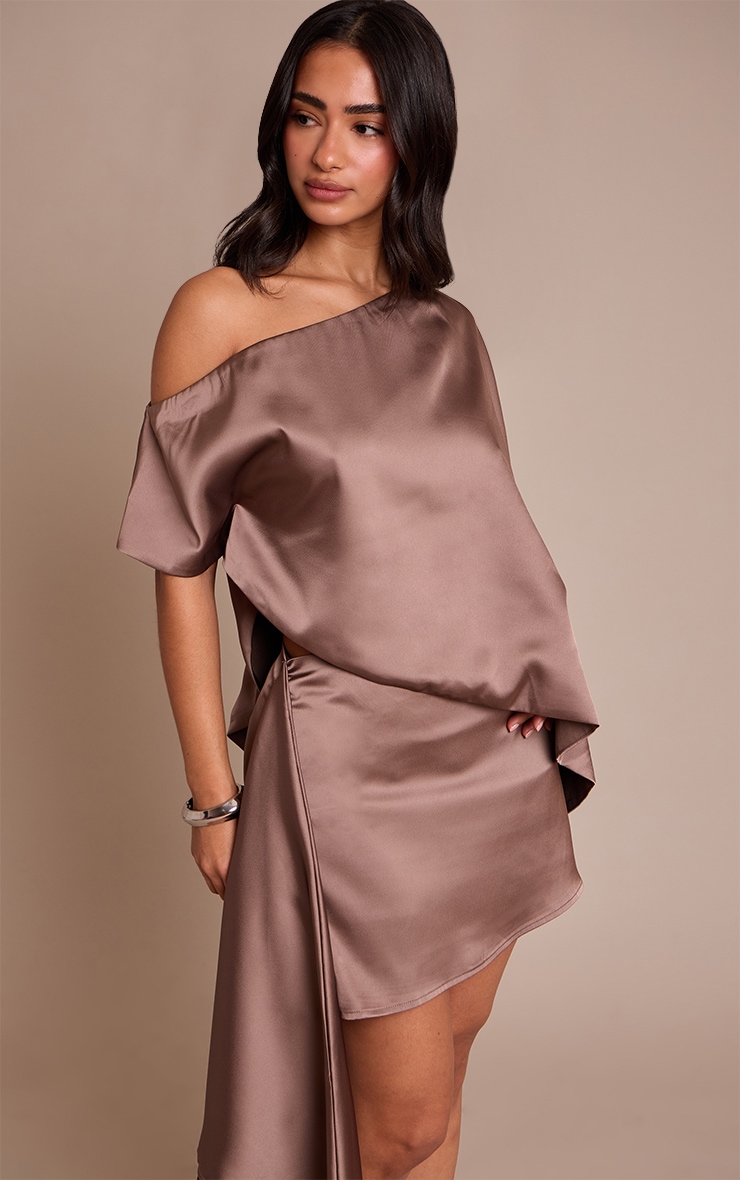 Petite Mushroom Satin Asymmetric Cape Top image 4