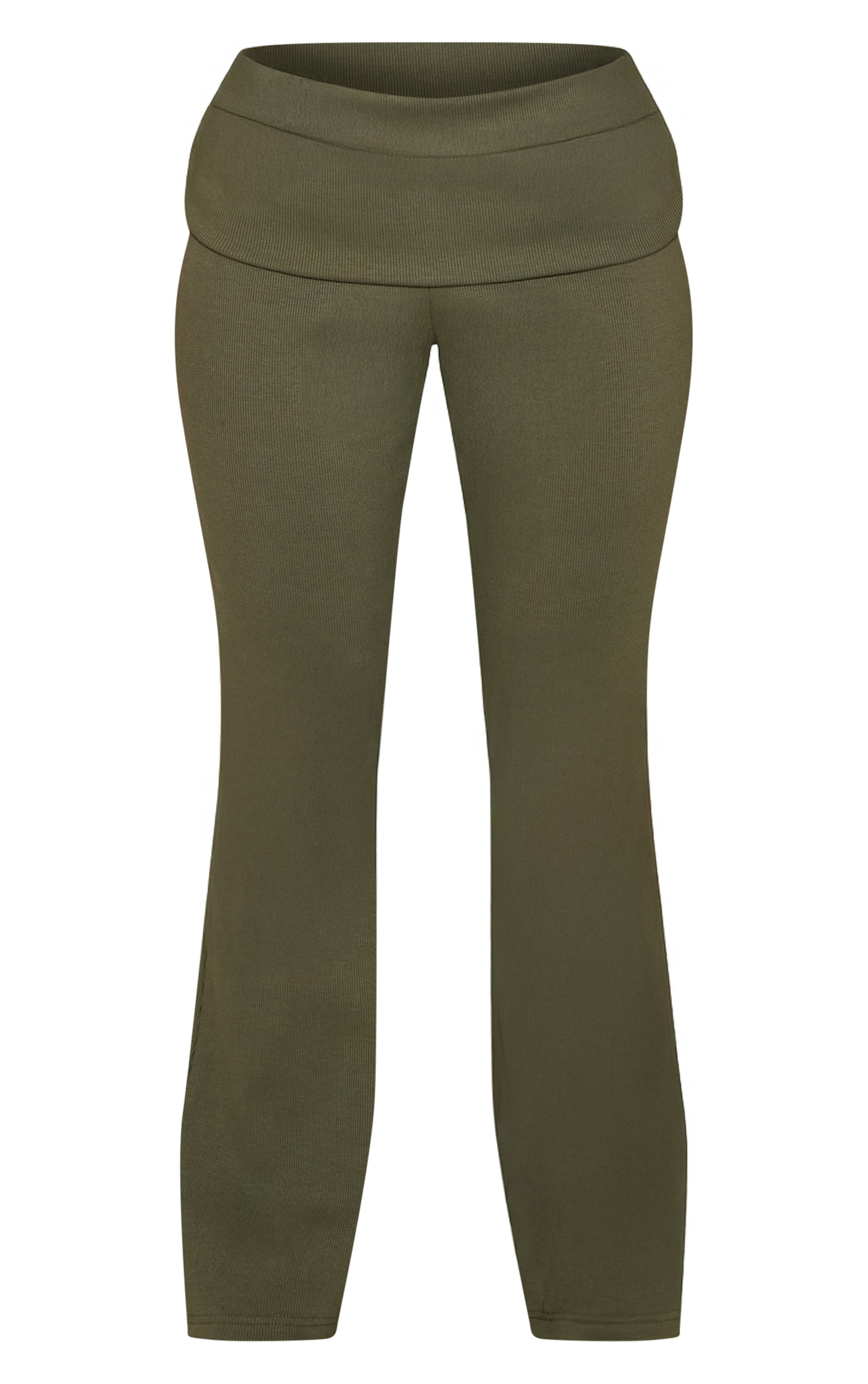 Petite Sea Green Rib Foldover Waist Flares image 5