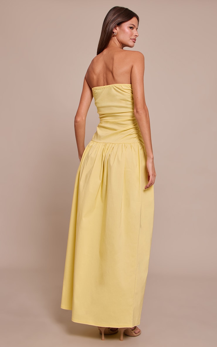Lemon Stretch Woven Bandeau Ruched Maxi Dress image 2