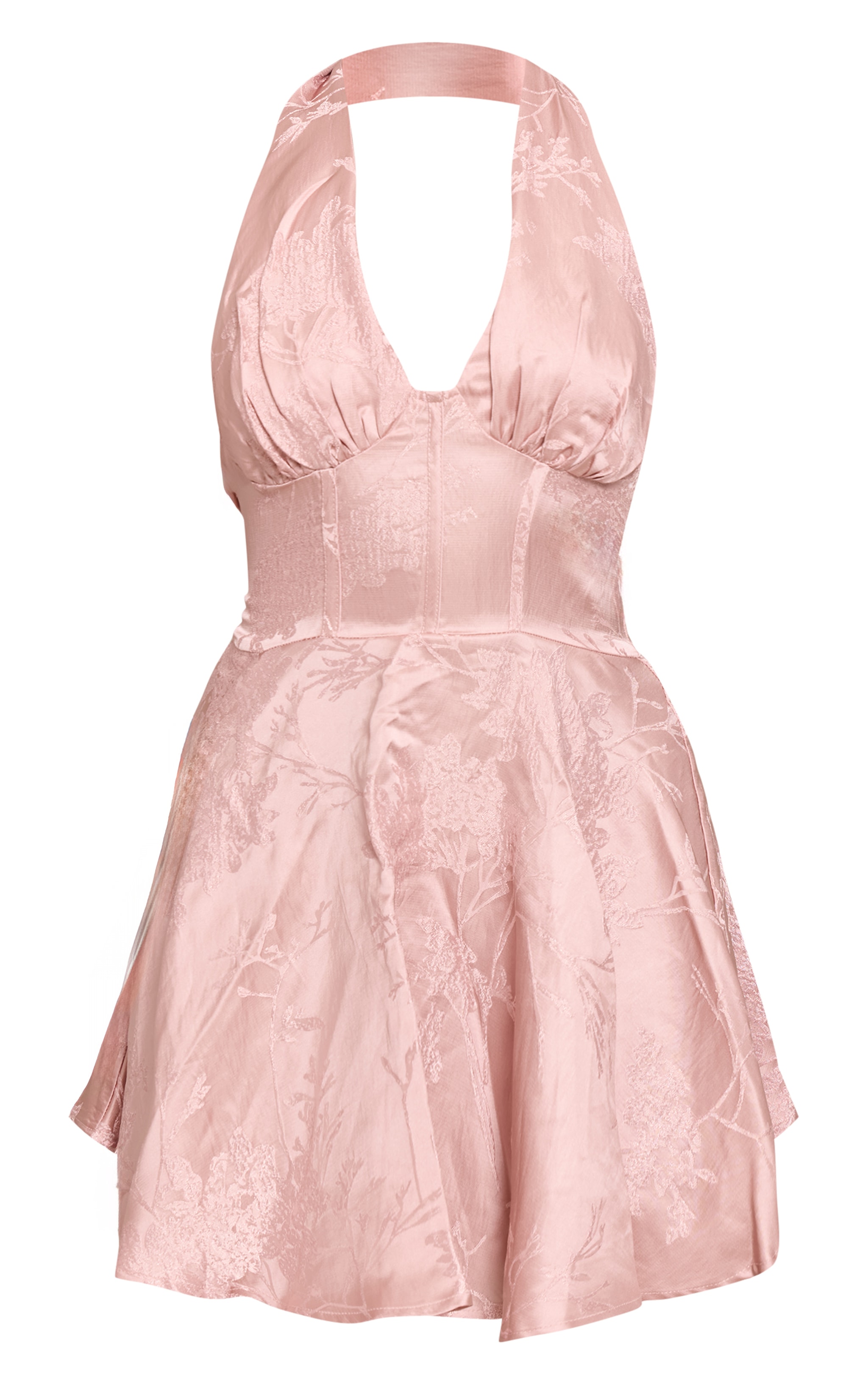 Pink Satin Jacquard Mini Shift Dress image 5
