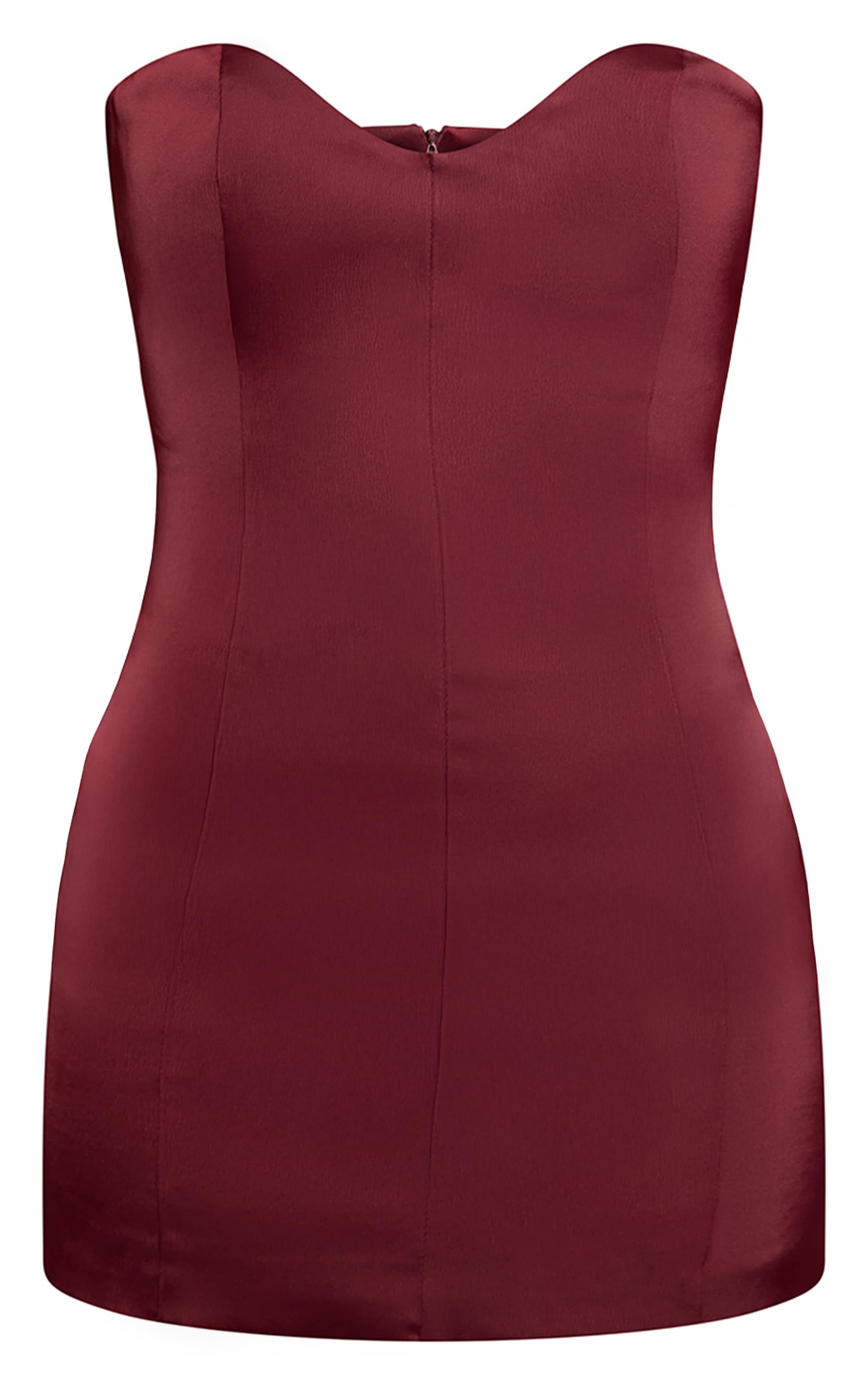  Plum Satin Sweetheart Neckline Mini Dress image 5