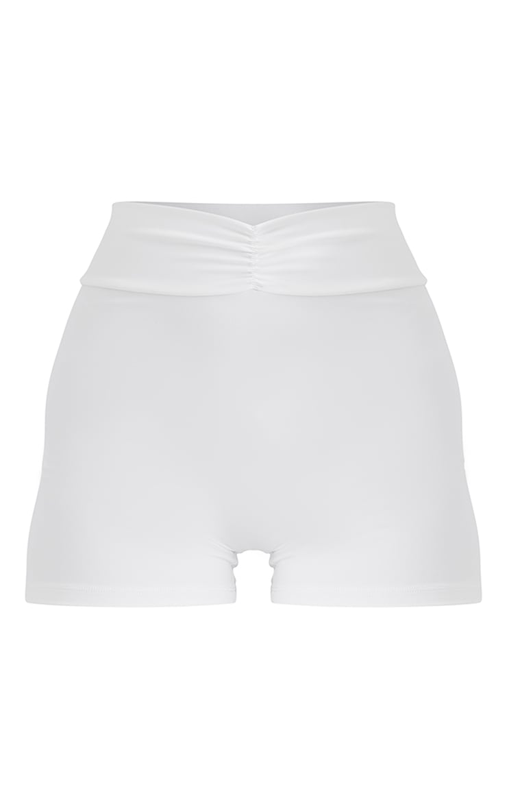 White Sculpt Ruched Front Gym Shorts image 4