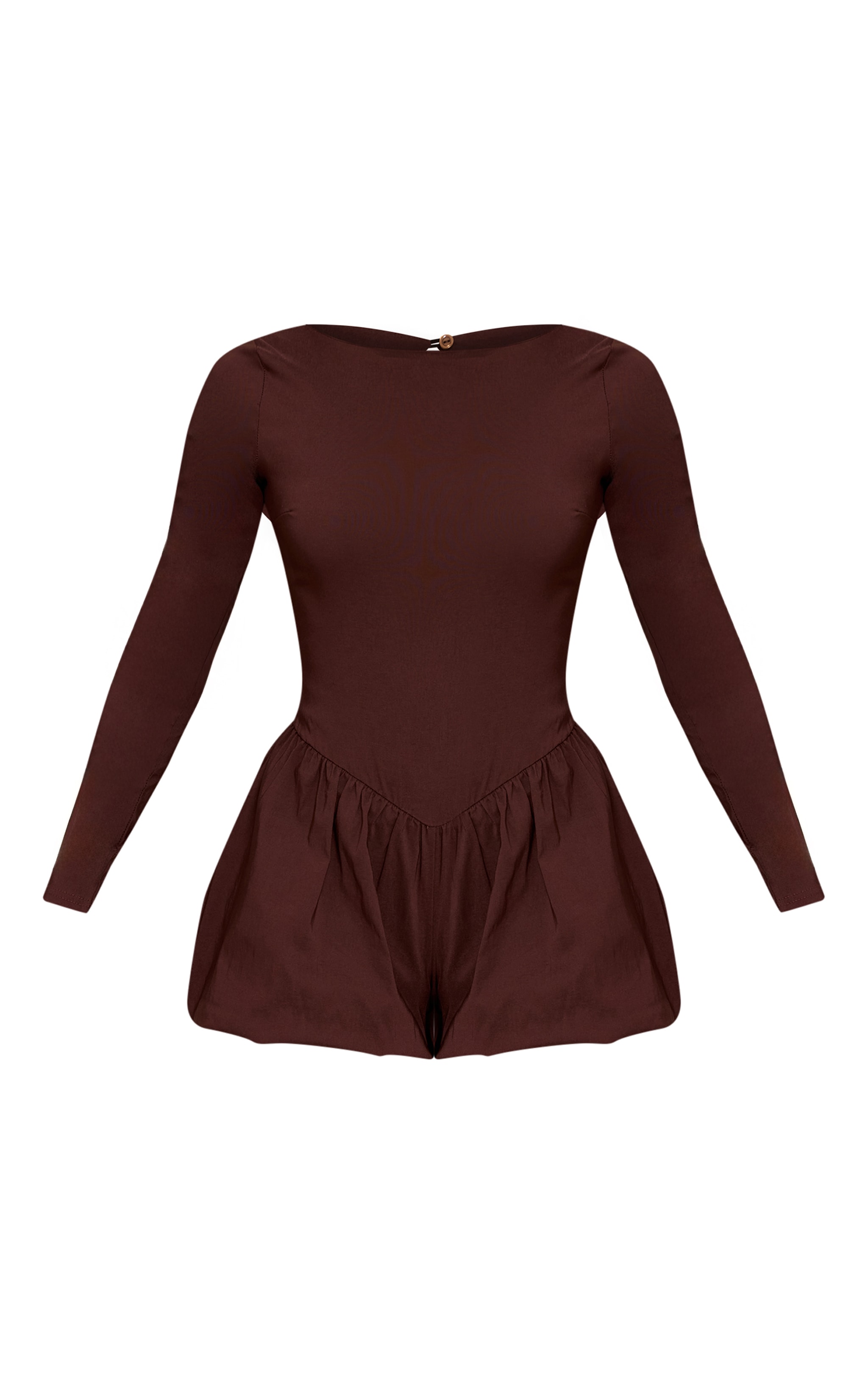 Chocolate Stretch Woven Puffball Skort Playsuit image 5