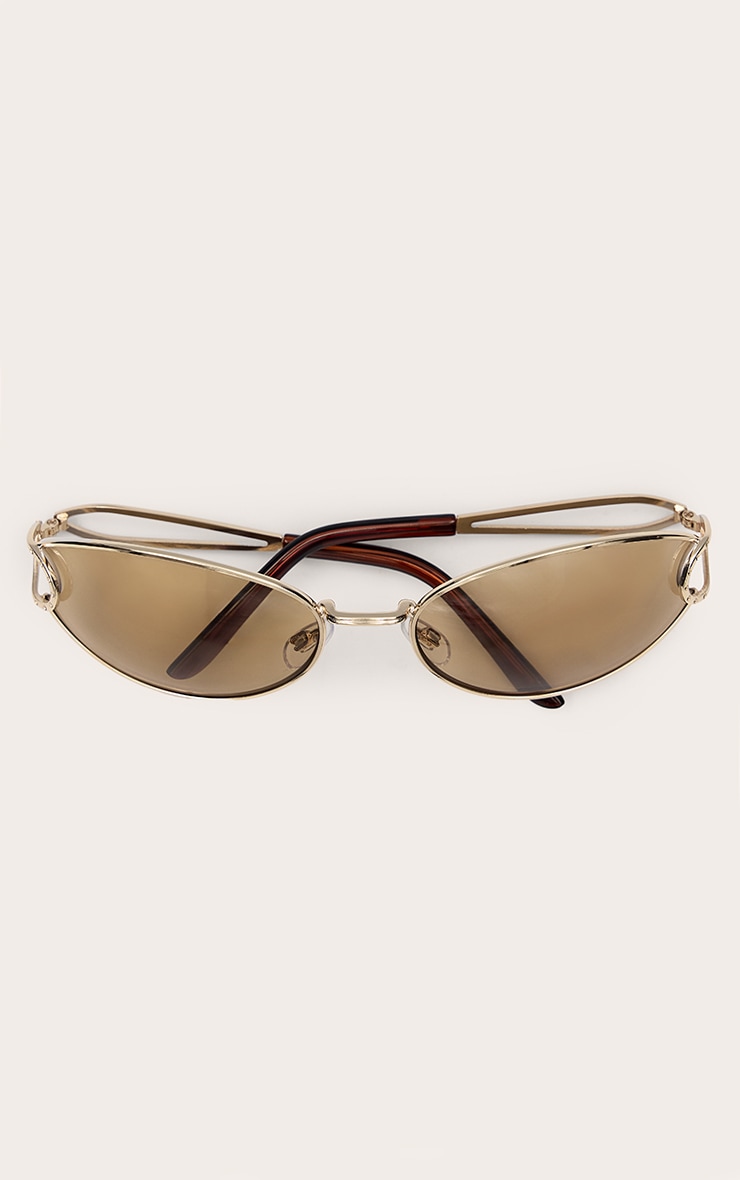 Gold Oval Arm Detail Sunglasses image 2