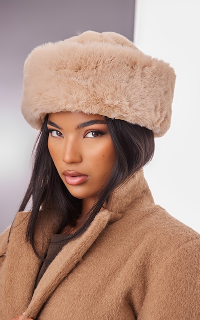 Beige Soft Faux Fur Beanie