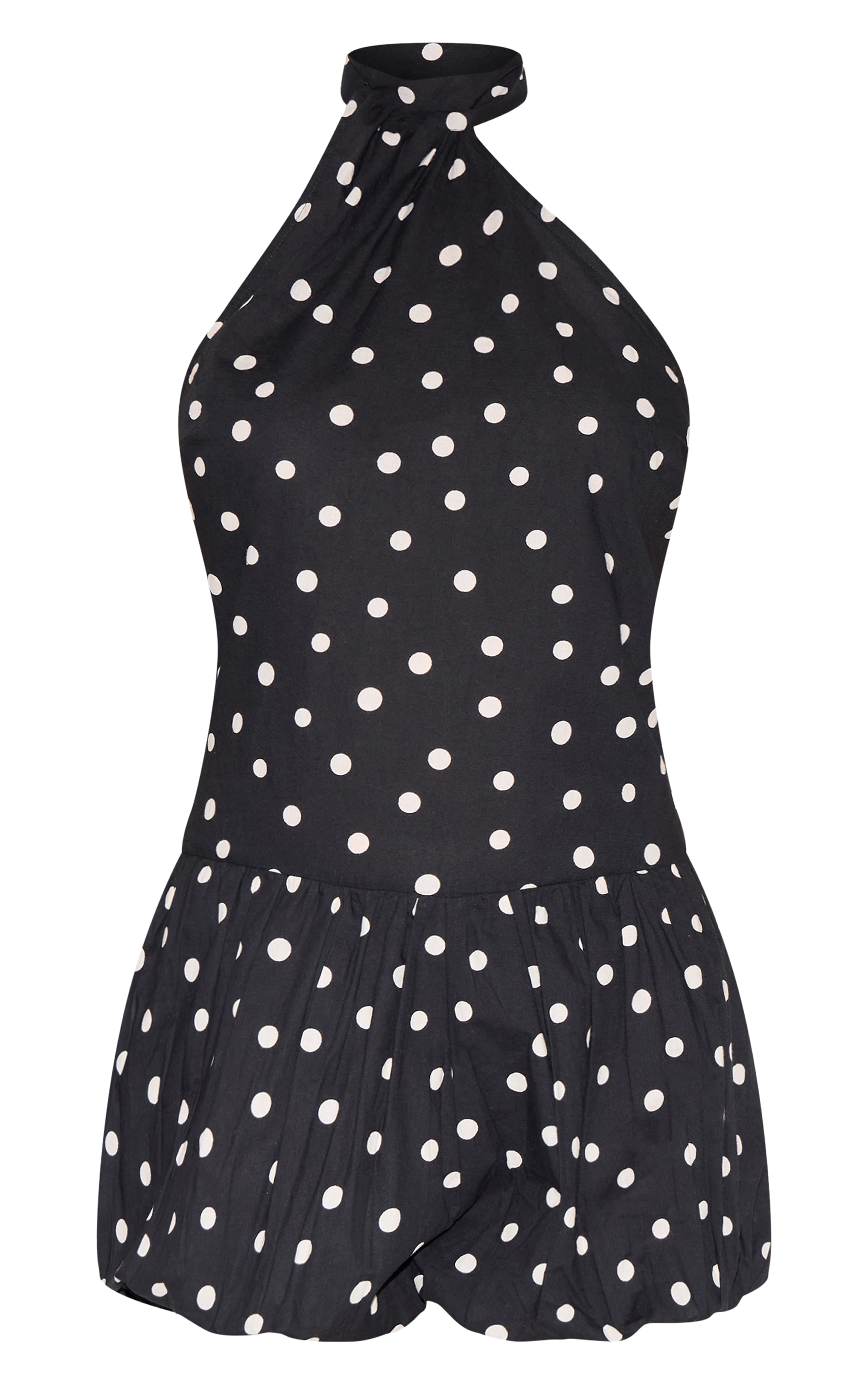 Petite Combishort en effet lin noir à pois et dos nu image 5