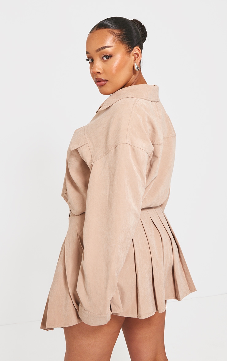 Plus Sand Cropped Cargo Pocket Shirt image 2