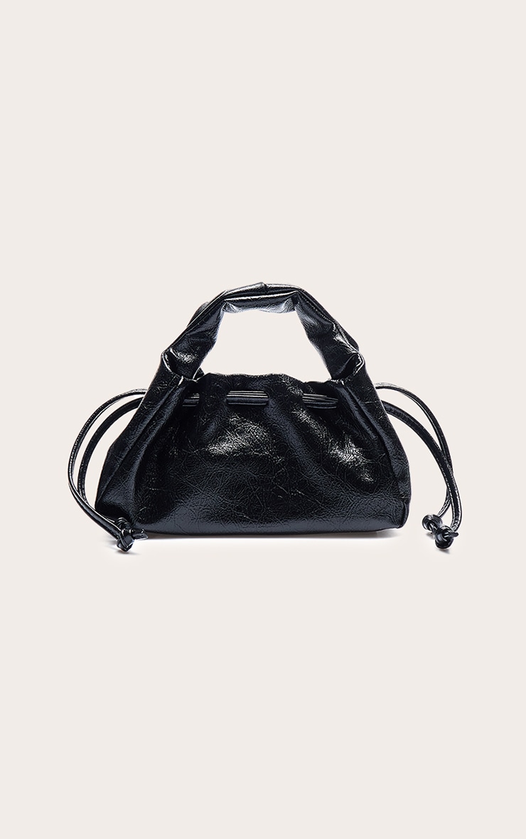 Black PU Drawstring Mini Bag image 3