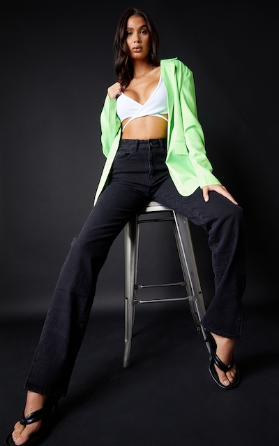 Tall Washed Black High Waist Split Hem Jeans