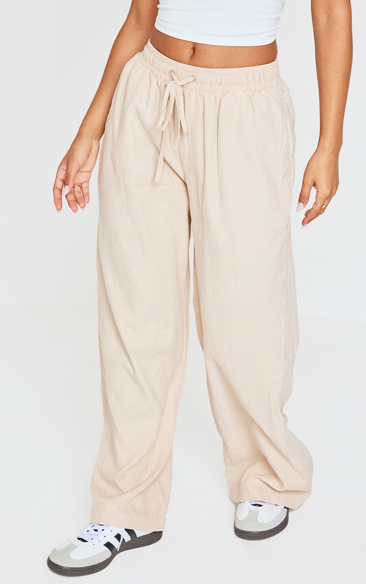 Petite Beige Peach Skin Cargo Trousers image 2