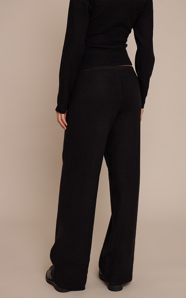 Tall Black Knitted Drawstring Trousers  image 3