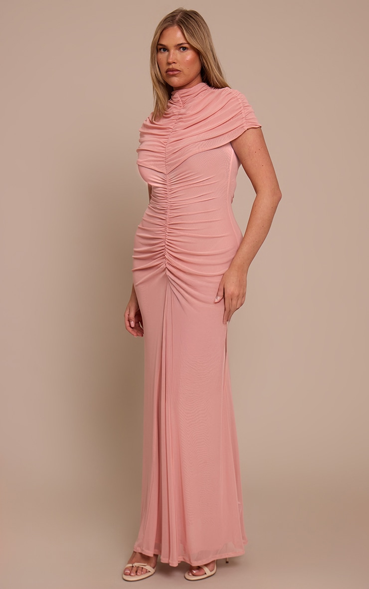 Shape Robe longue rose pâle drapée à détail foulard image 3