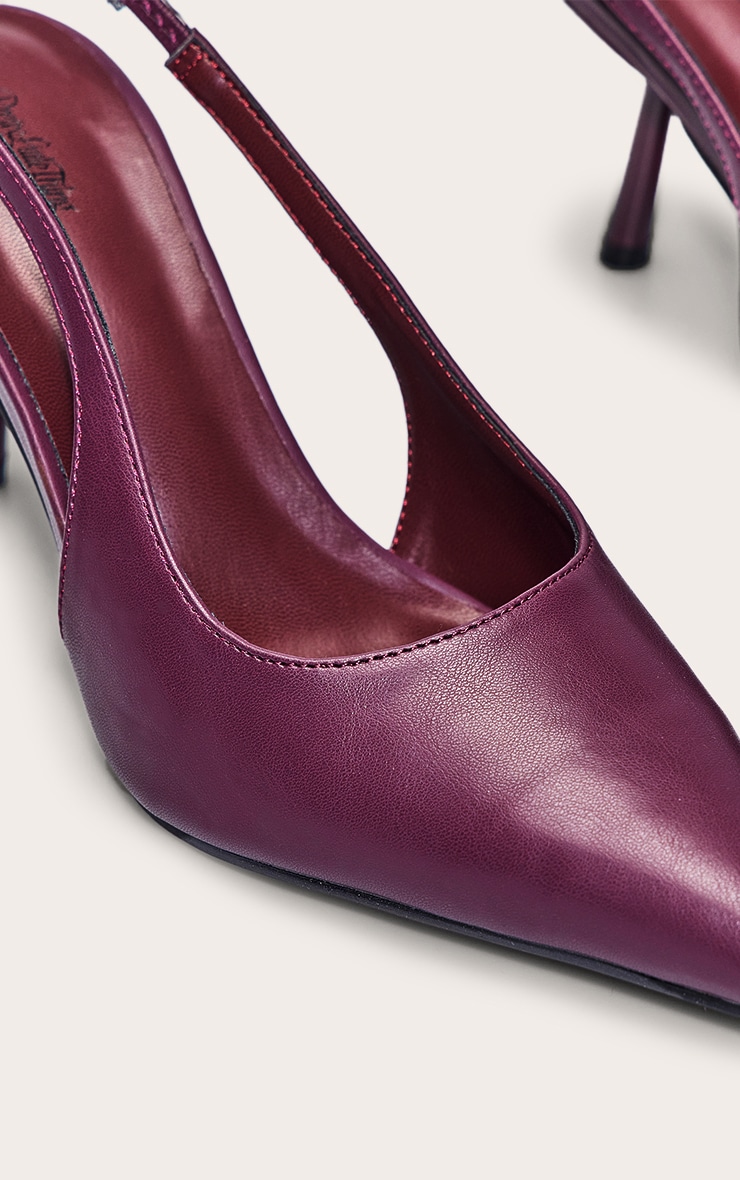 Chocolate Plum PU Sling Back Court Heels image 5