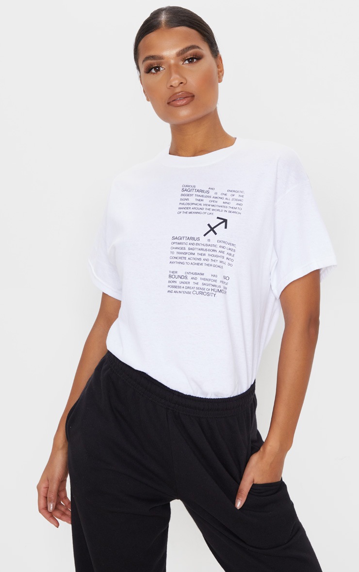 T-shirt blanc à slogan signe astrologique Sagittaire