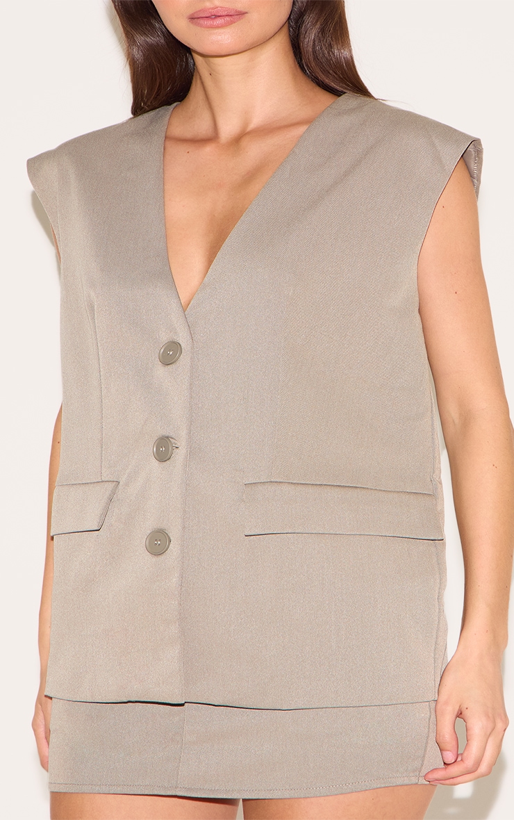 Gilet sans manches de tailleur oversize tissé gris image 4