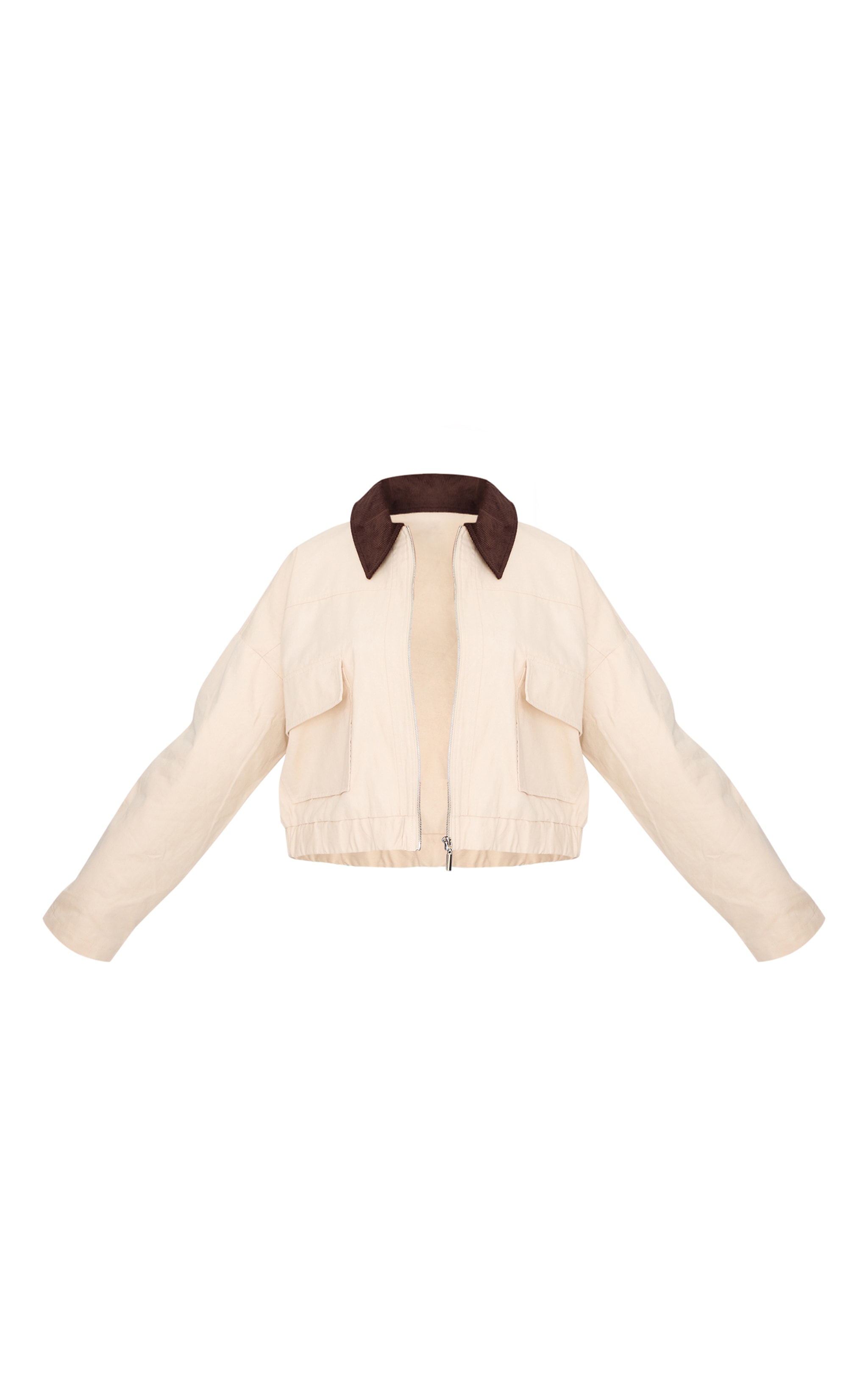 Plus Veste en maille sergée beige à col contrastant image 5
