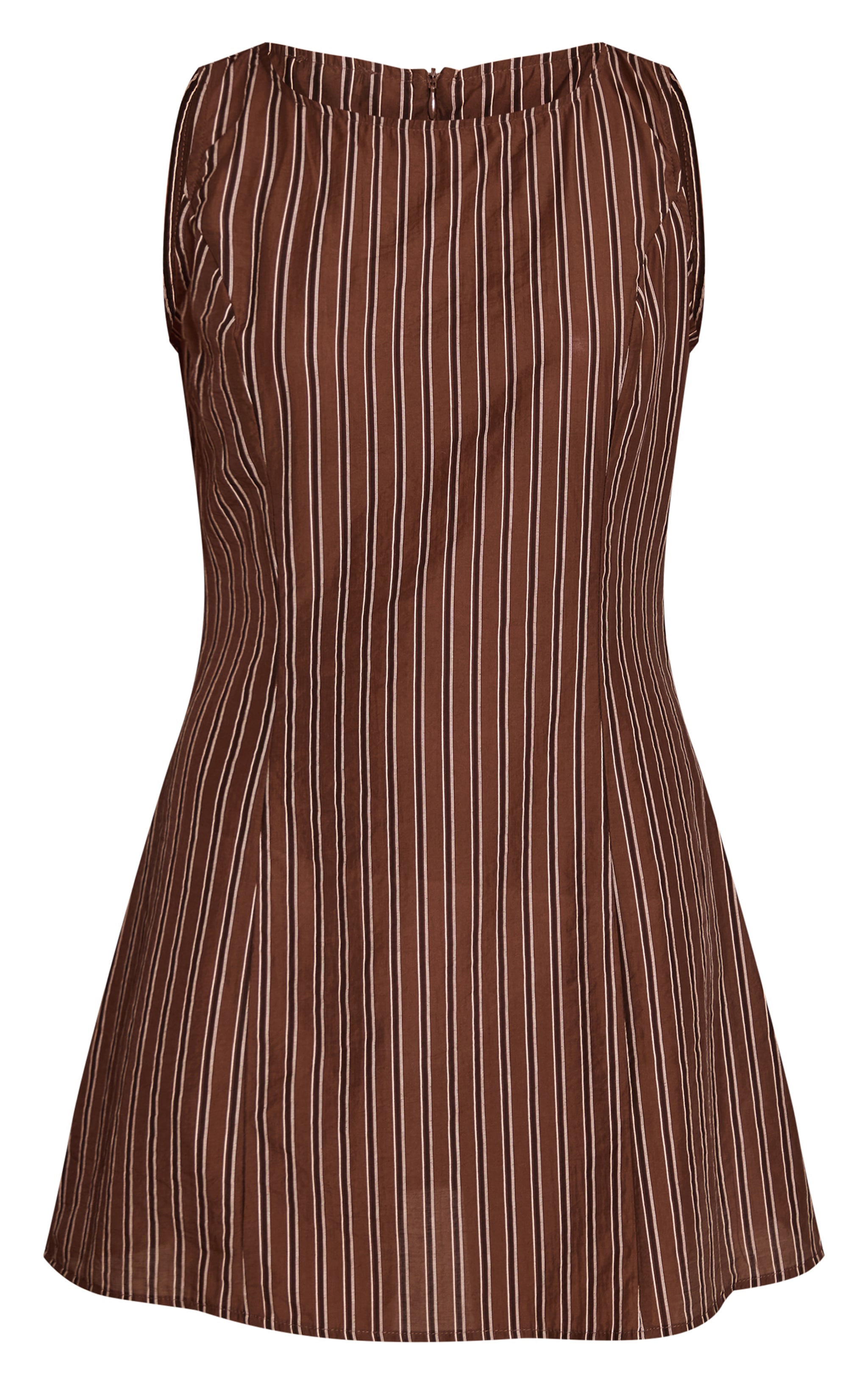 Brown Striped Boat Neck Shift Dress image 5