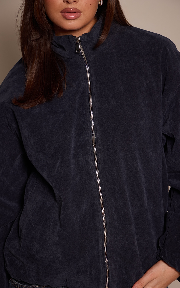 Navy Suede Bomber Jacket image 4