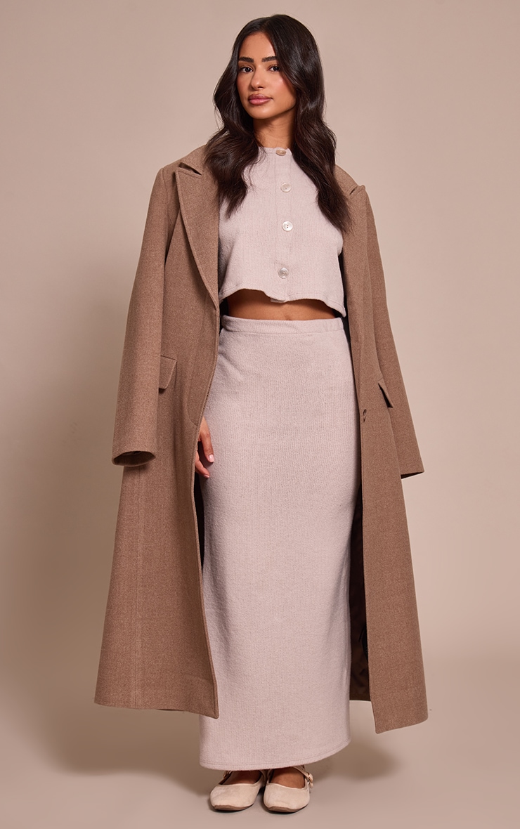 Petite Stone Soft Rib High Waist Maxi Skirt image 1