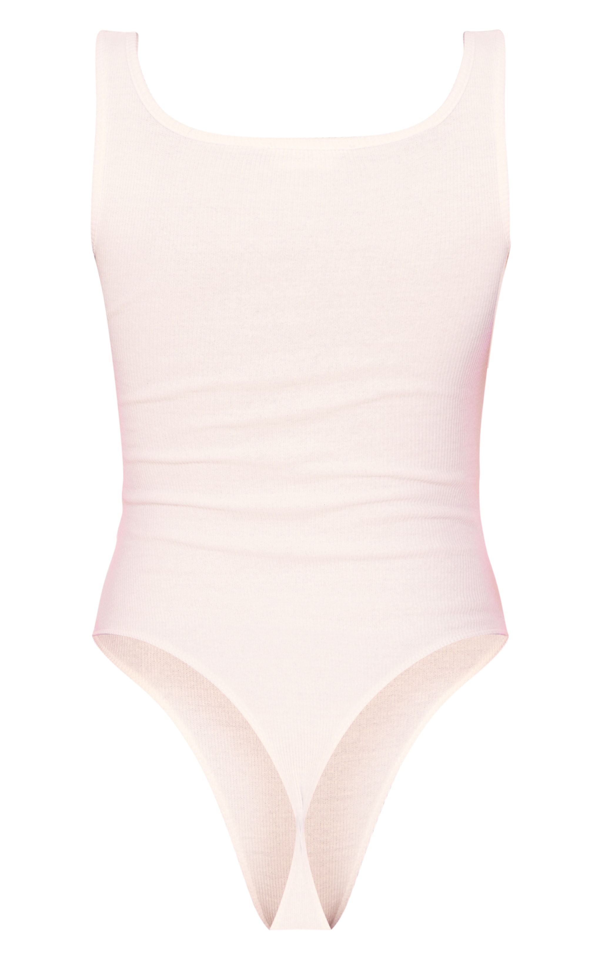 Basic White Rib Scoop Neck Bodysuit Tops PLT QA