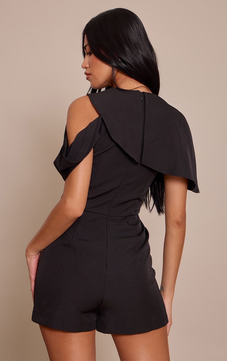 Black Tailored Short Sleeve Playsuit image 2