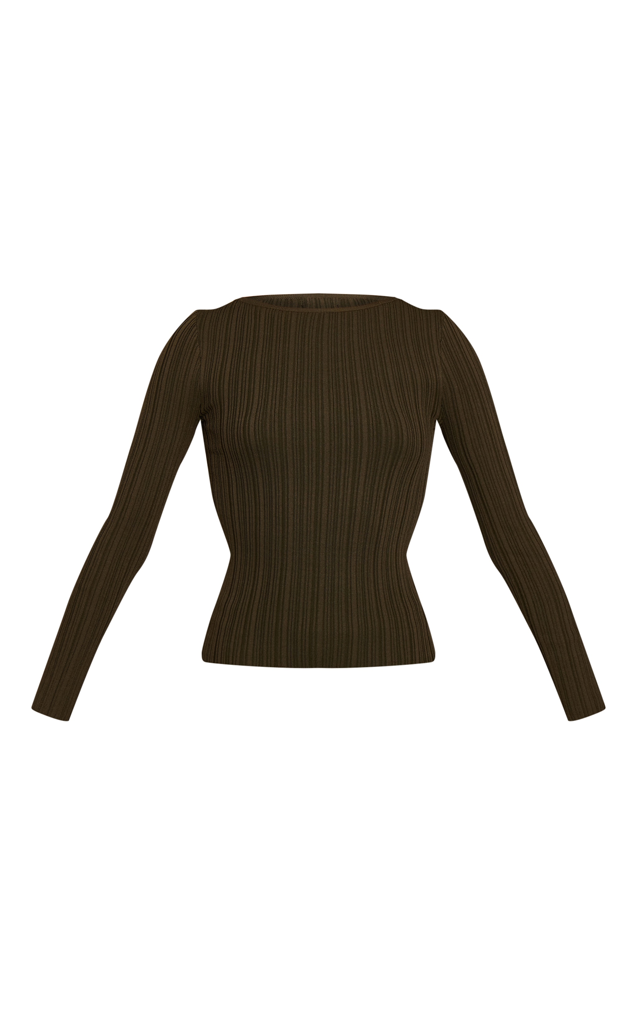 Olive Fine Knit Boat Neck Rib Knit Top image 5