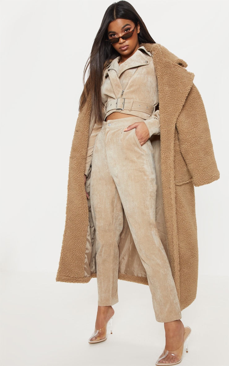 Stone Cord High Waisted Straight Leg Pants