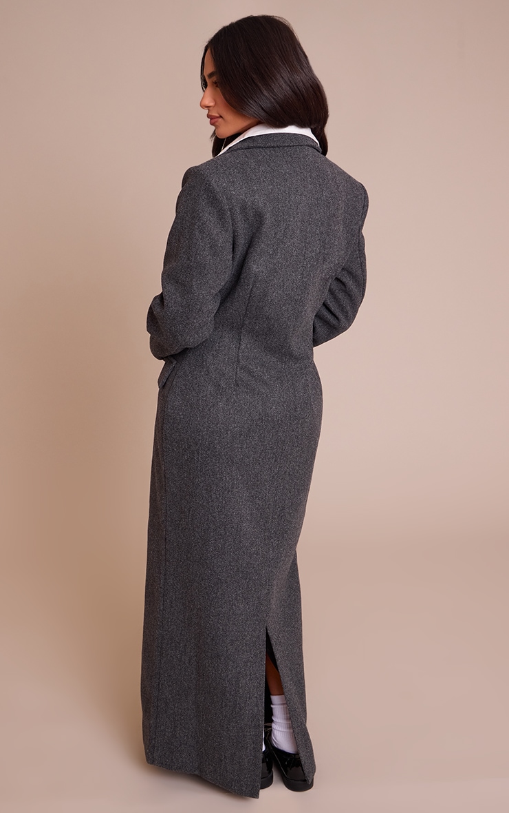 Petite Charcoal Wool Look Oversized Trench Coat  image 2